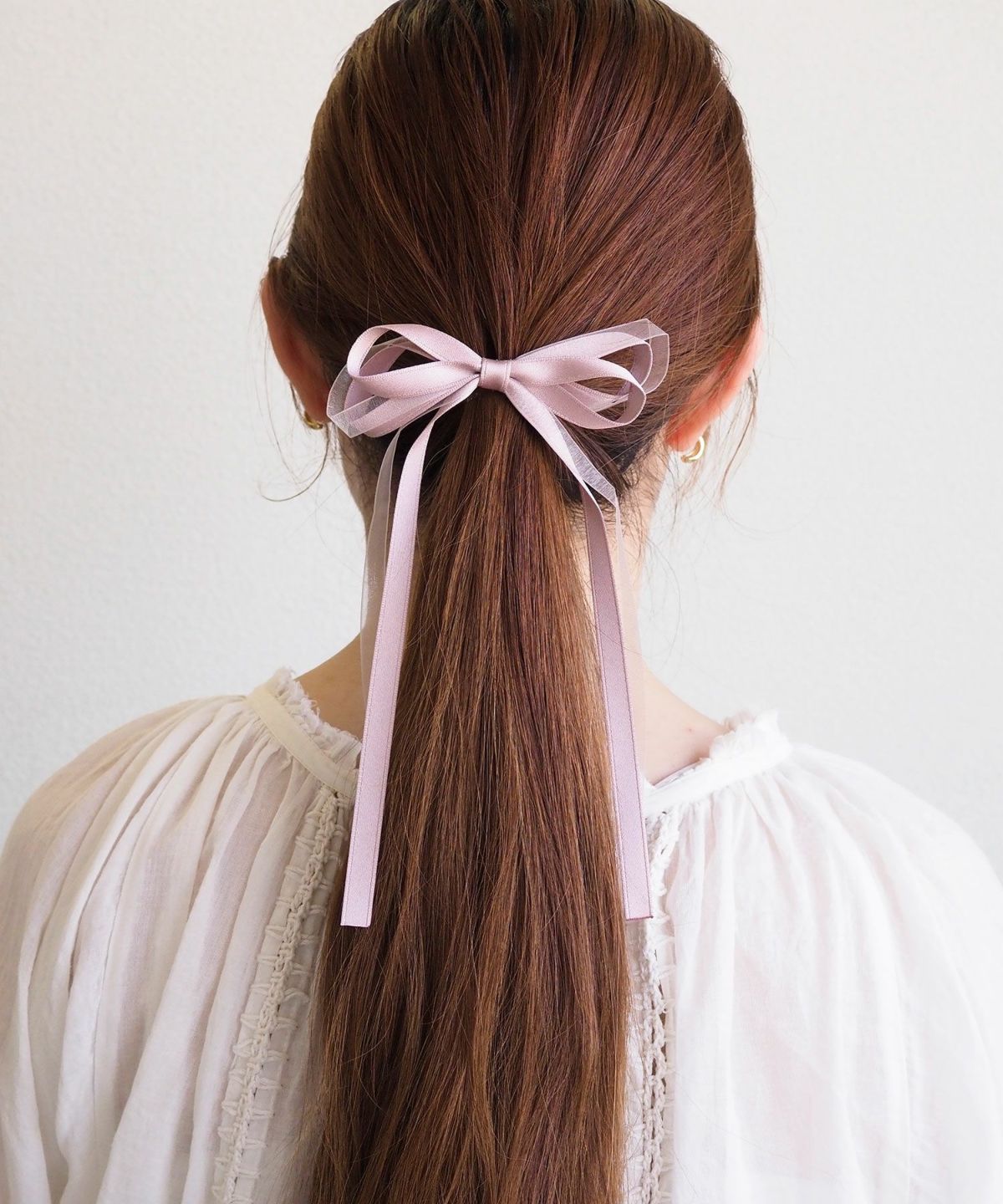 サテンオーガンジーリボンポニーフック