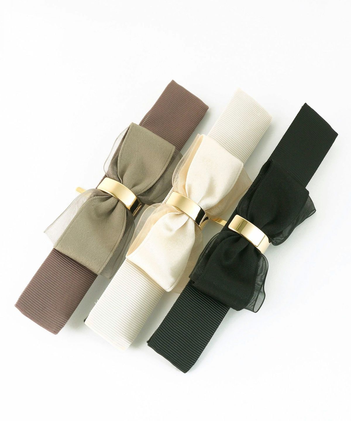 くるっとまきつくマットリボンレイヤードフック付きシュフィー