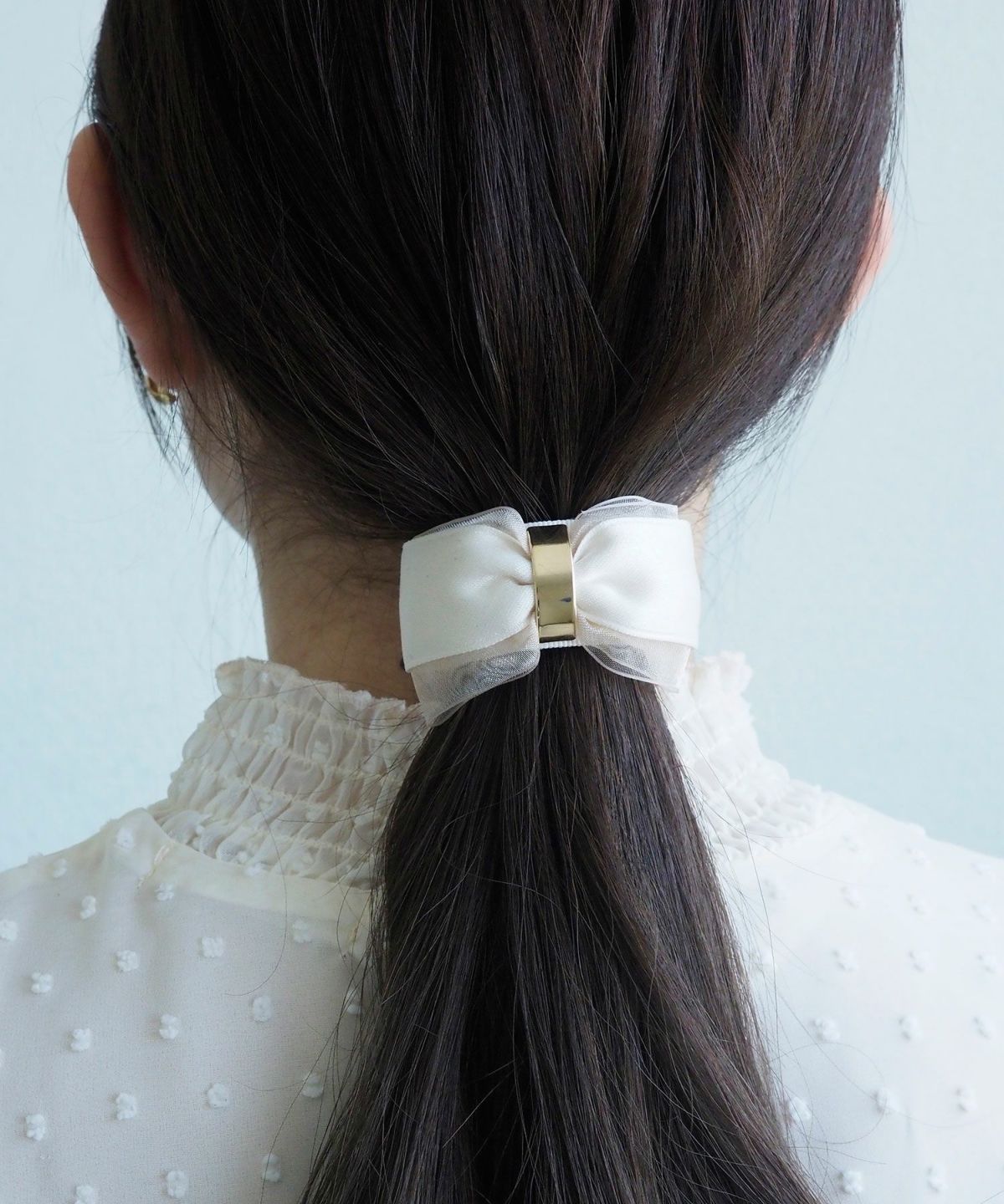 くるっとまきつくマットリボンレイヤードフック付きシュフィー