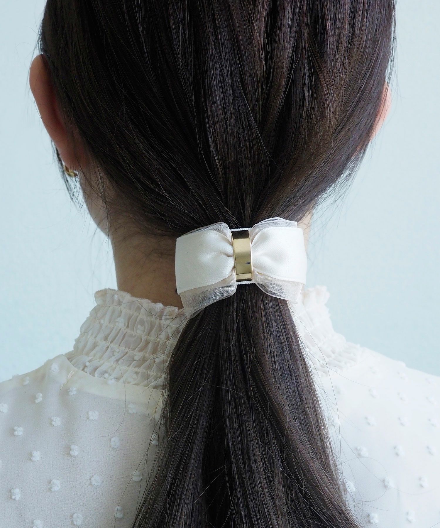 くるっとまきつくマットリボンレイヤードフック付きシュフィー