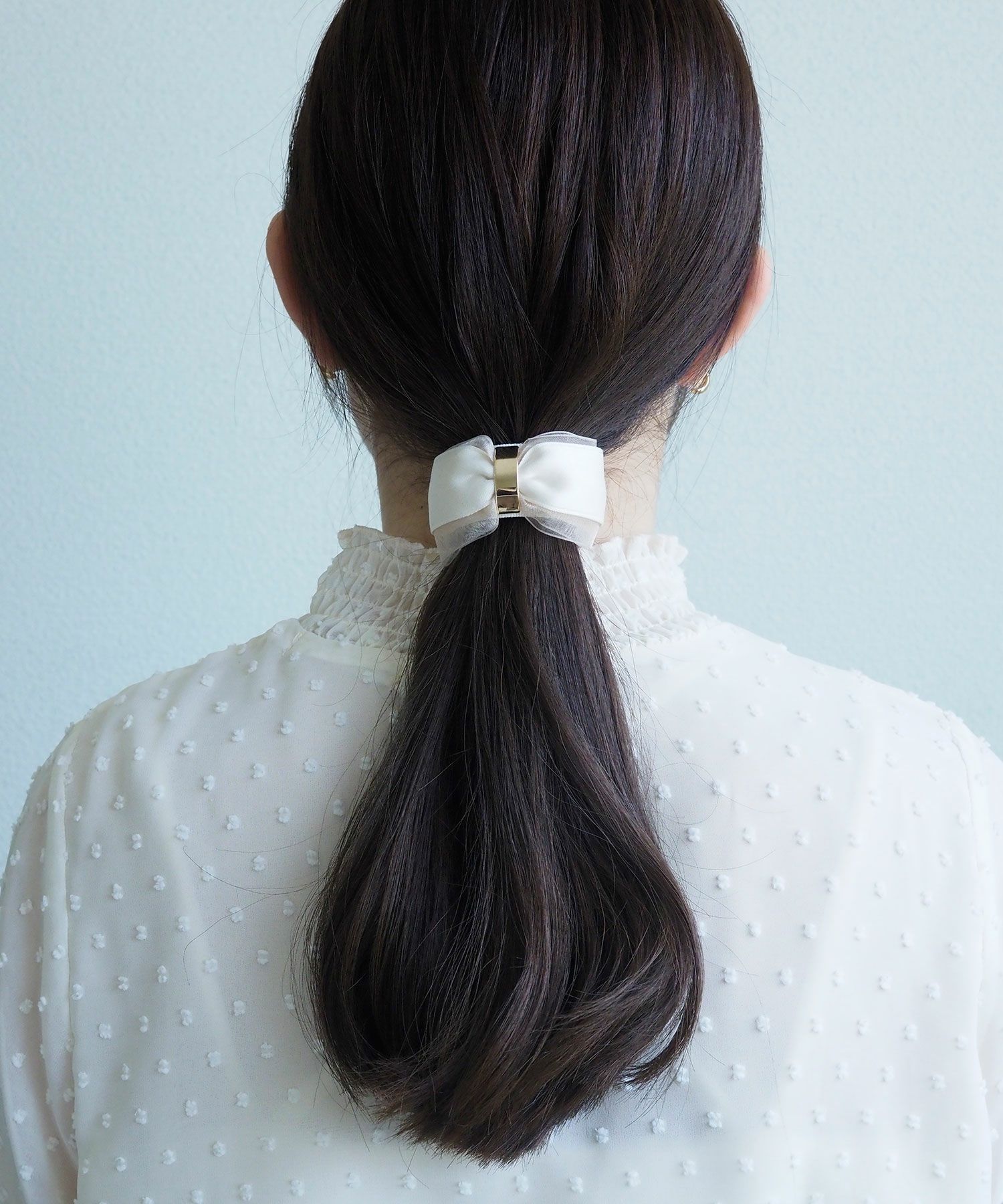 くるっとまきつくマットリボンレイヤードフック付きシュフィー