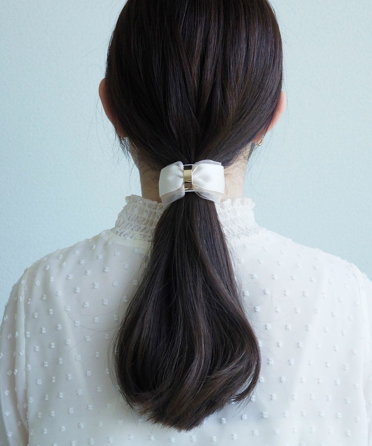 くるっとまきつくマットリボンレイヤードフック付きシュフィー