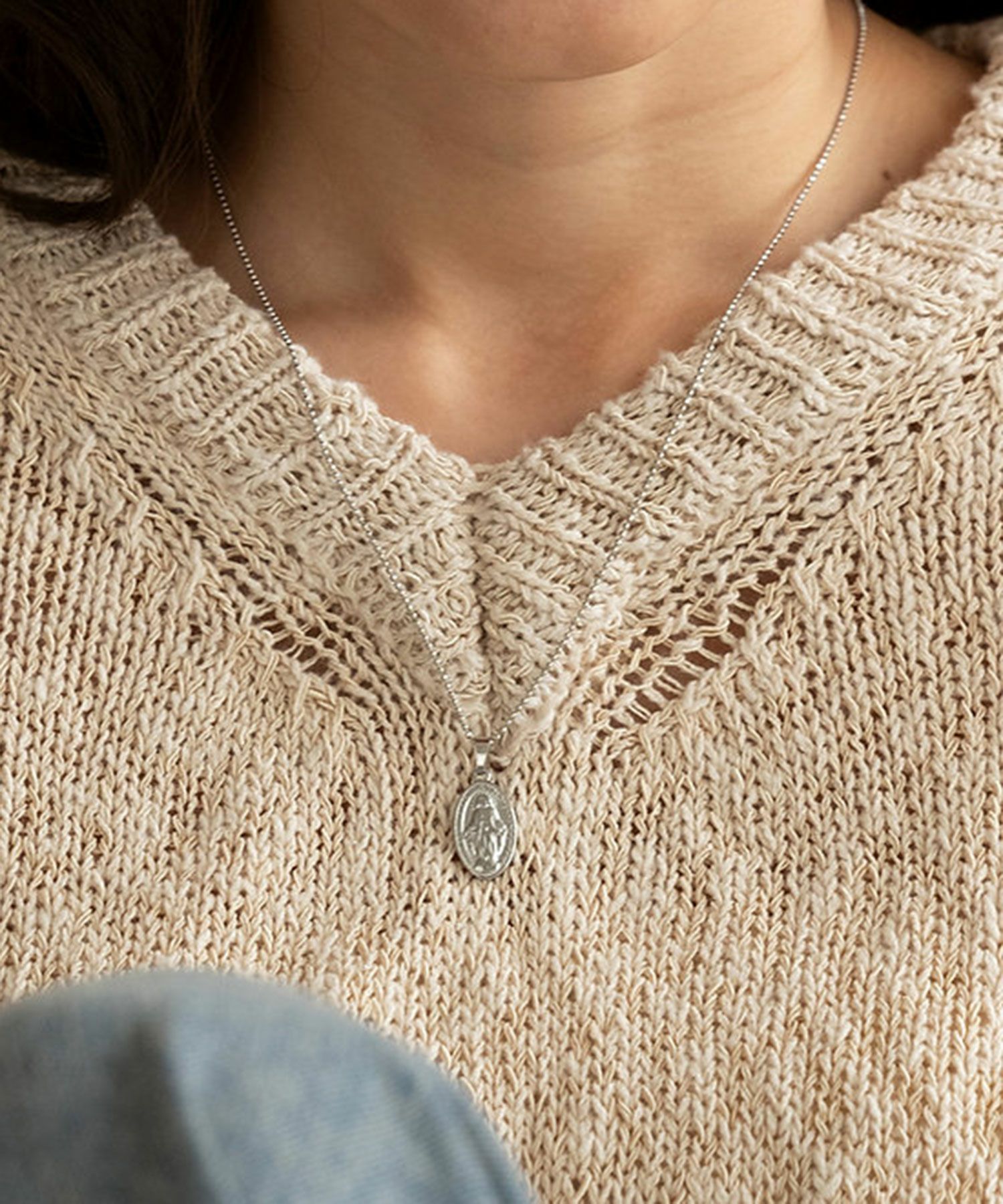 オーバルコインサージカルステンレスネックレス