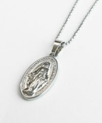 オーバルコインサージカルステンレスネックレス