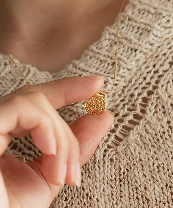 サークルコインサージカルステンレスネックレス