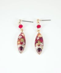 ドライフラワーバースストーンチタンポストピアス