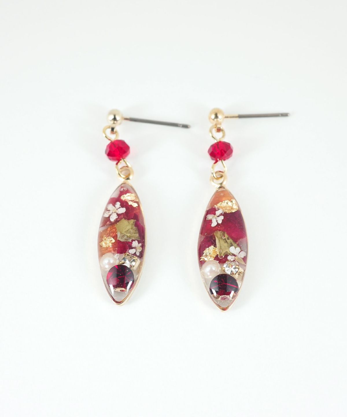 ドライフラワーバースストーンチタンポストピアス