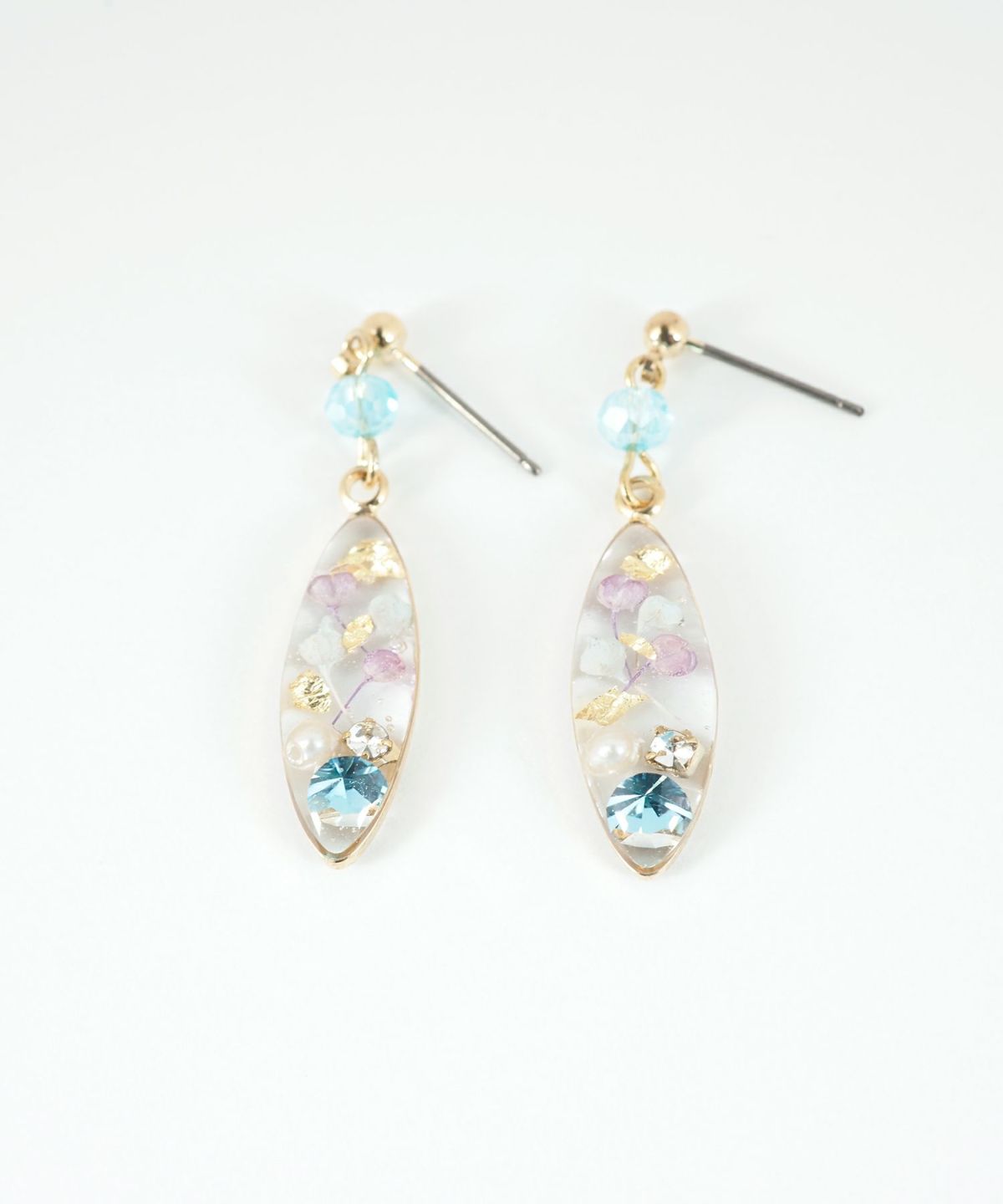 ドライフラワーバースストーンチタンポストピアス