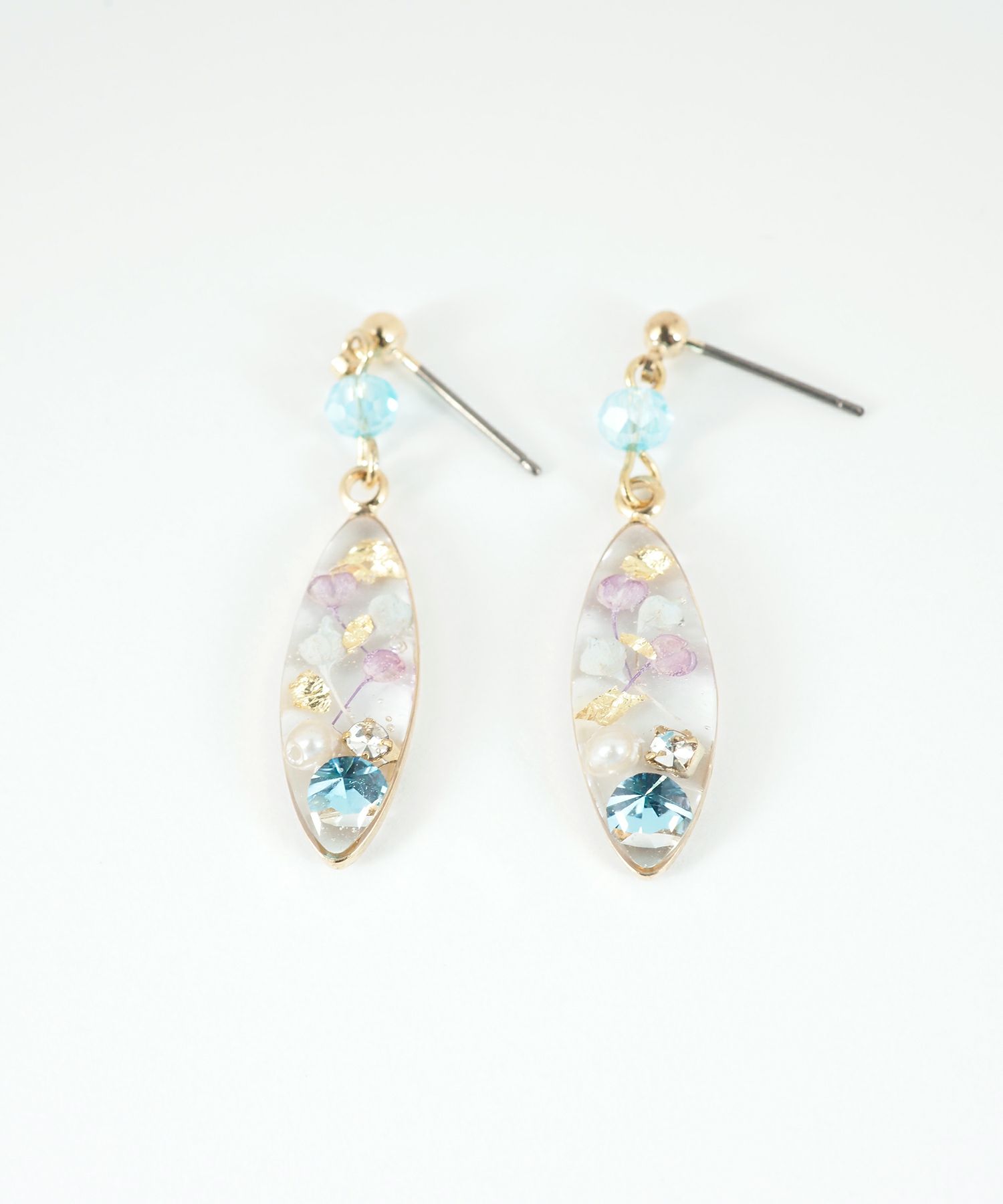 ドライフラワーバースストーンチタンポストピアス