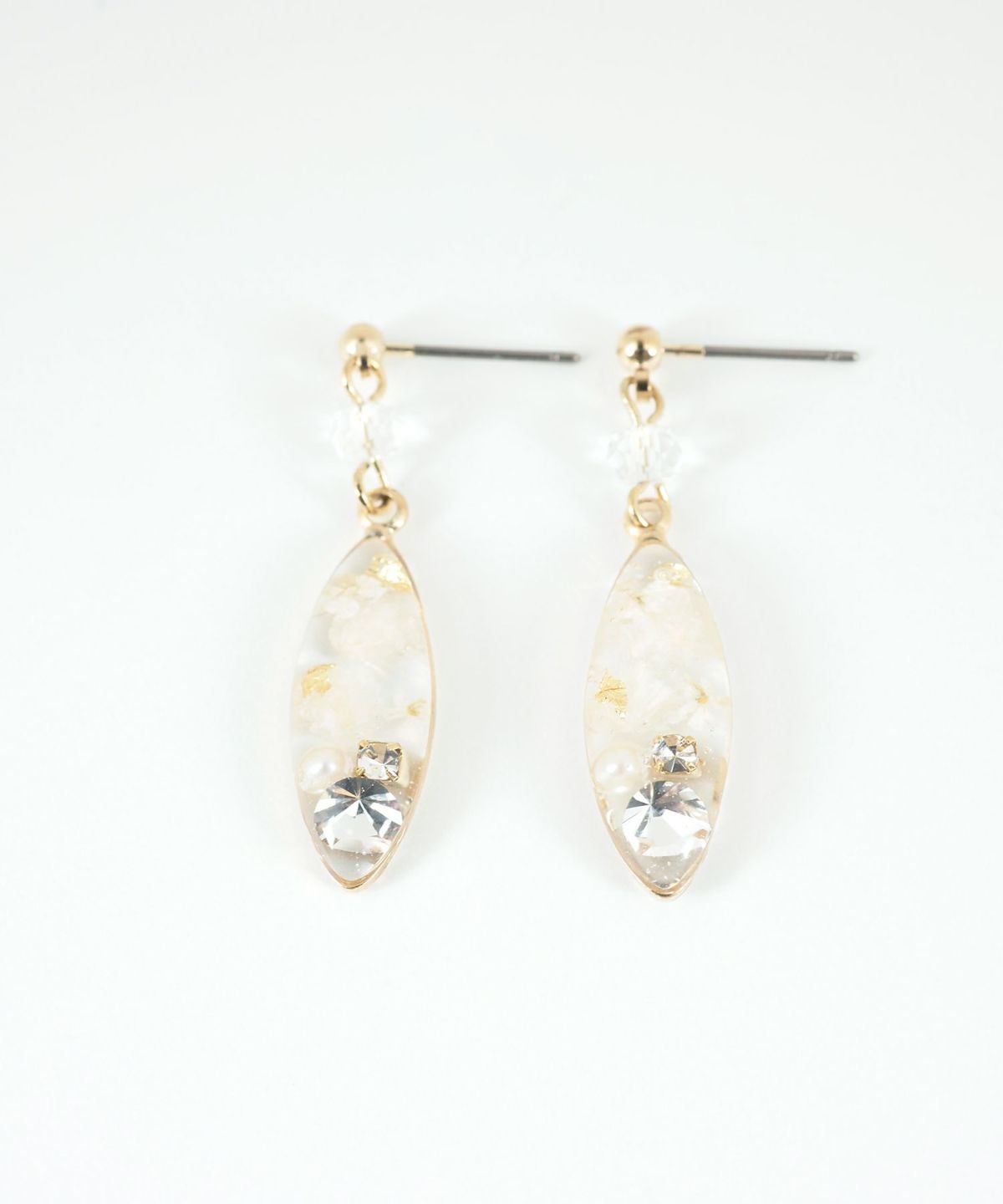 ドライフラワーバースストーンチタンポストピアス