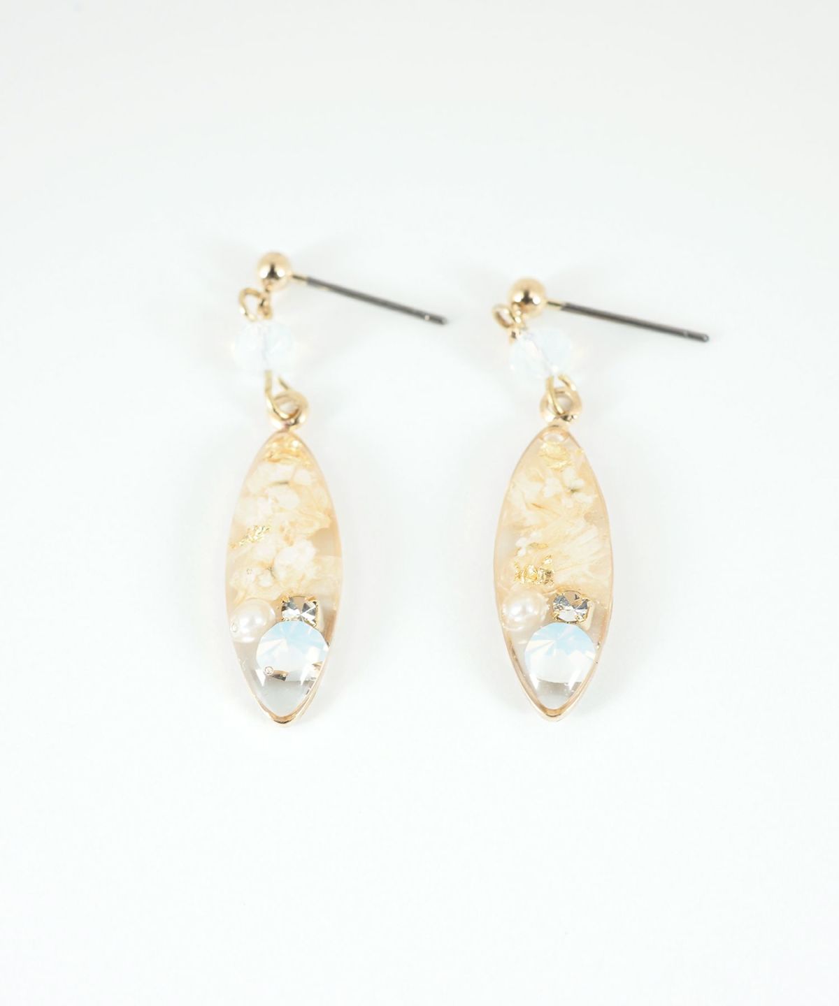 ドライフラワーバースストーンチタンポストピアス