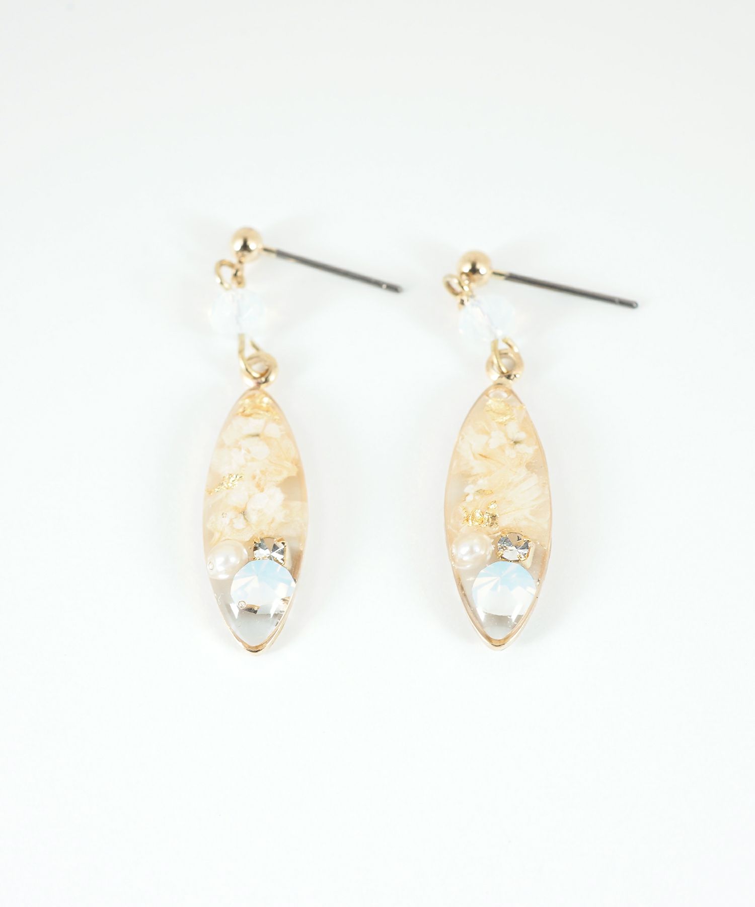 ドライフラワーバースストーンチタンポストピアス