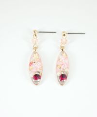 ドライフラワーバースストーンチタンポストピアス