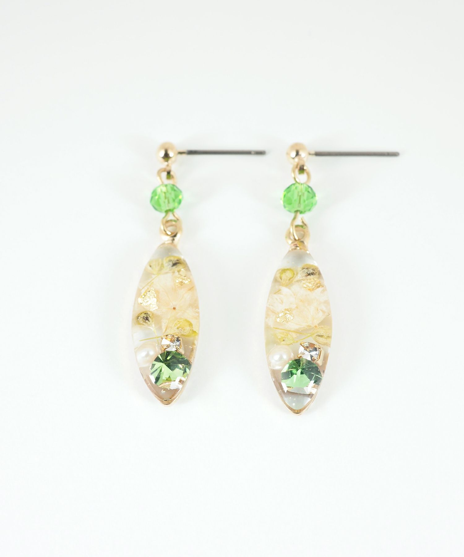 ドライフラワーバースストーンチタンポストピアス