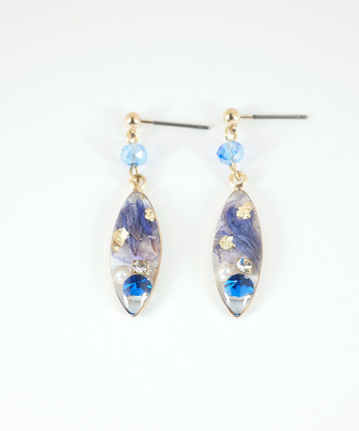 ドライフラワーバースストーンチタンポストピアス