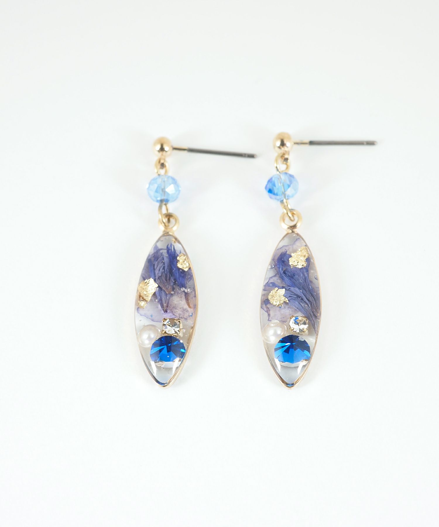 ドライフラワーバースストーンチタンポストピアス