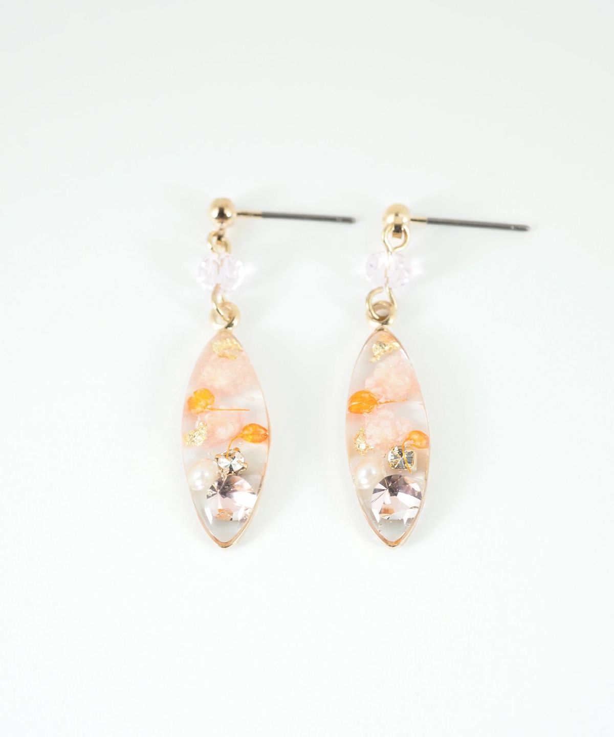 ドライフラワーバースストーンチタンポストピアス