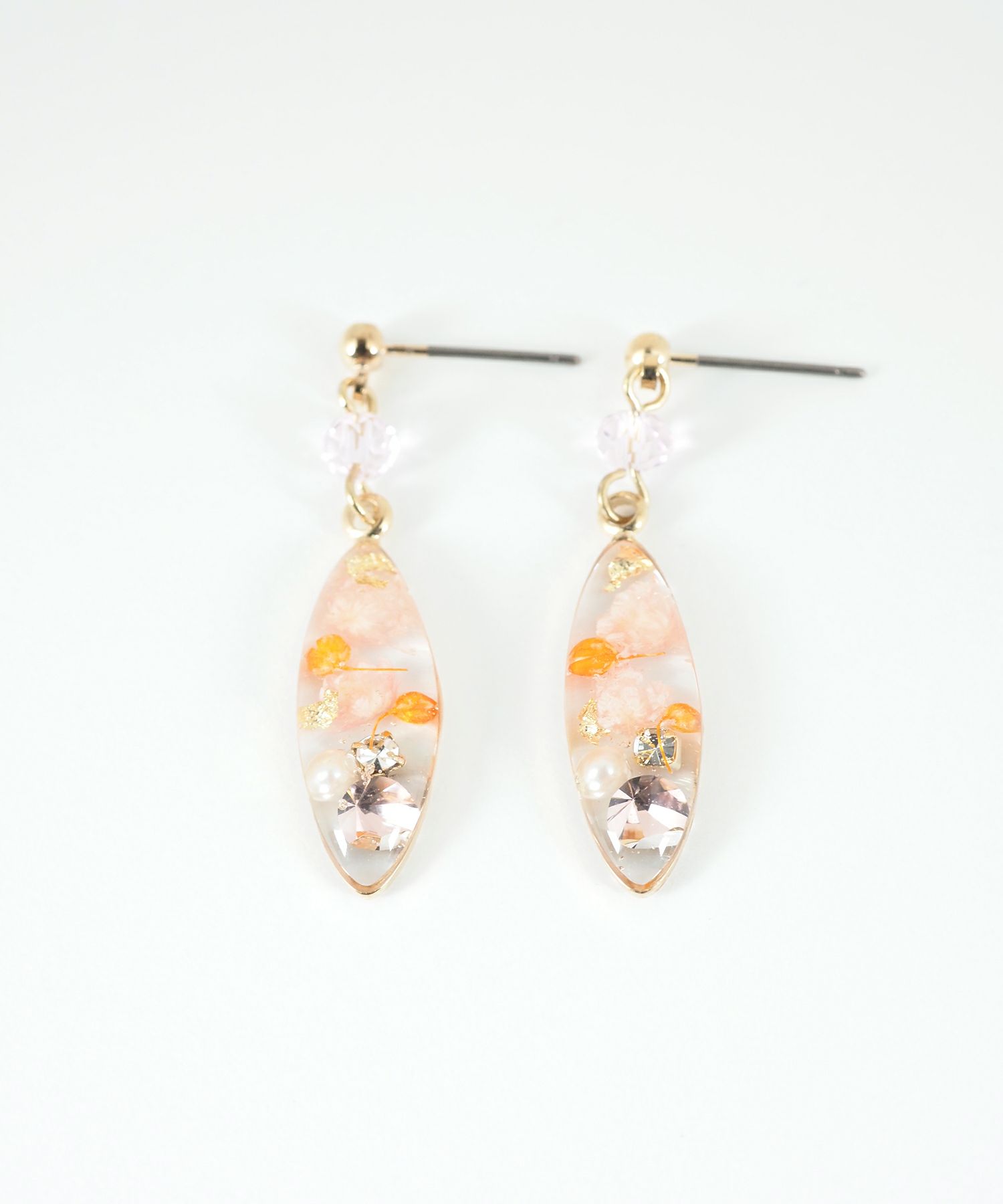 ドライフラワーバースストーンチタンポストピアス