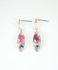 ドライフラワーバースストーンチタンポストピアス