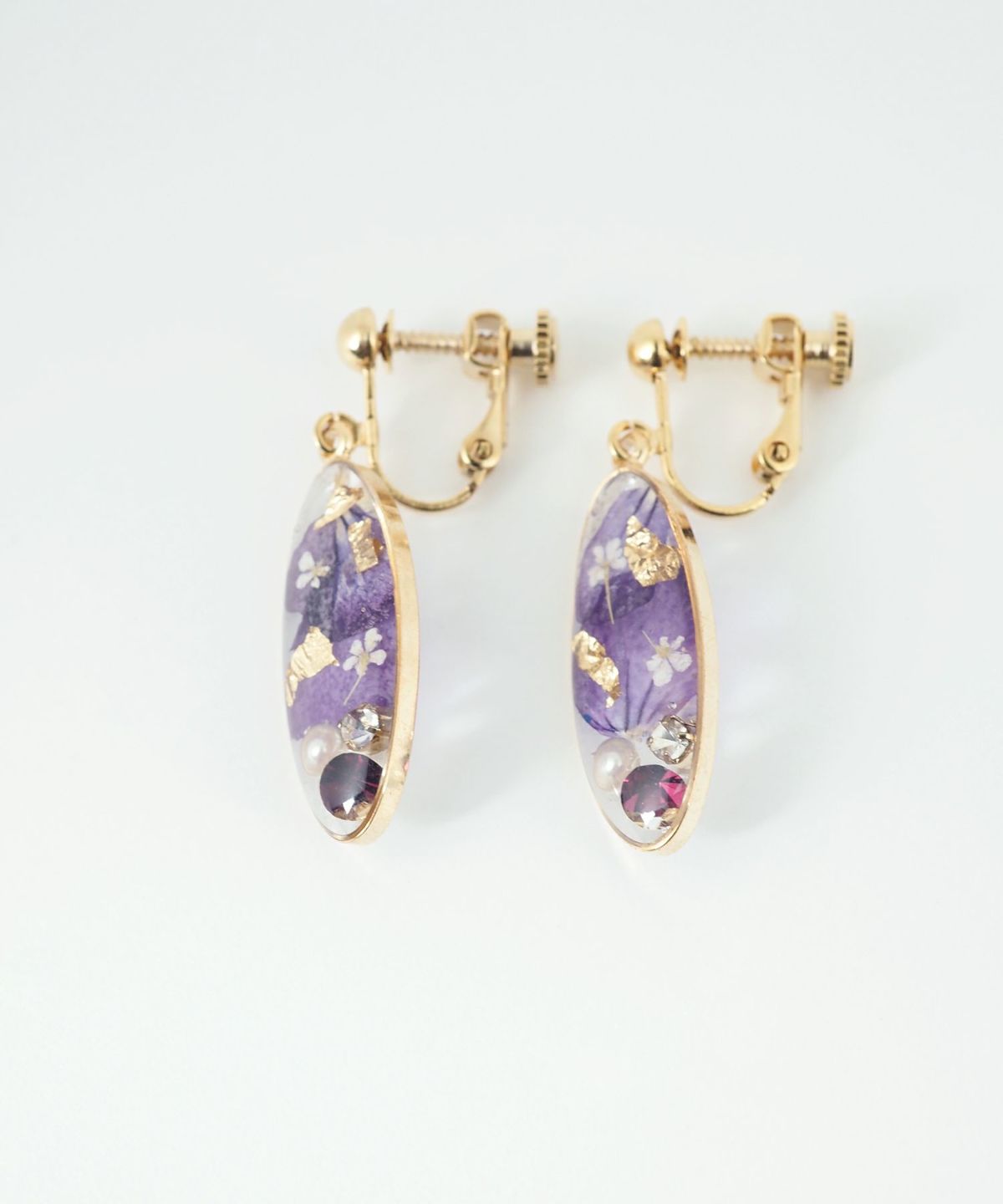 ドライフラワーバースストーンイヤリング