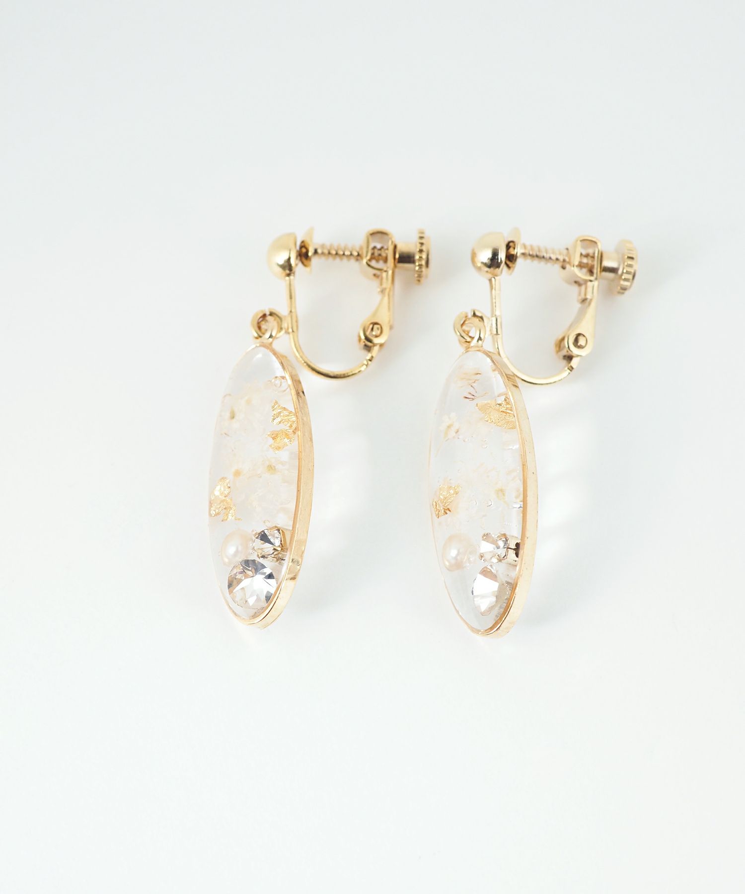 ドライフラワーバースストーンイヤリング