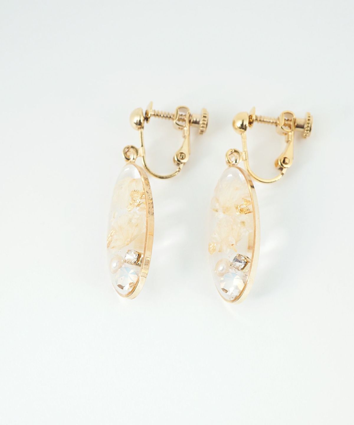 ドライフラワーバースストーンイヤリング