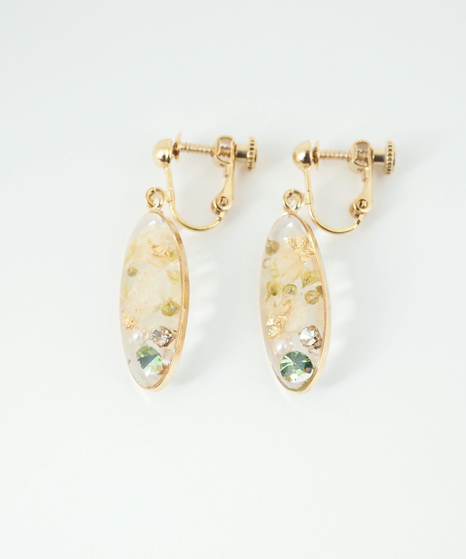 ドライフラワーバースストーンイヤリング