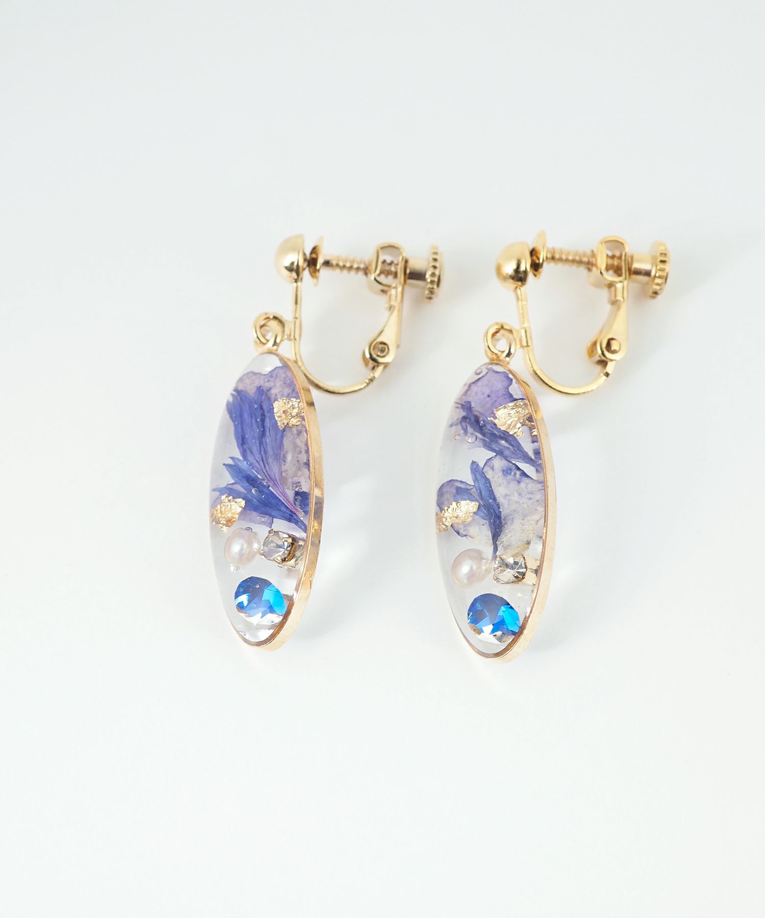 ドライフラワーバースストーンイヤリング