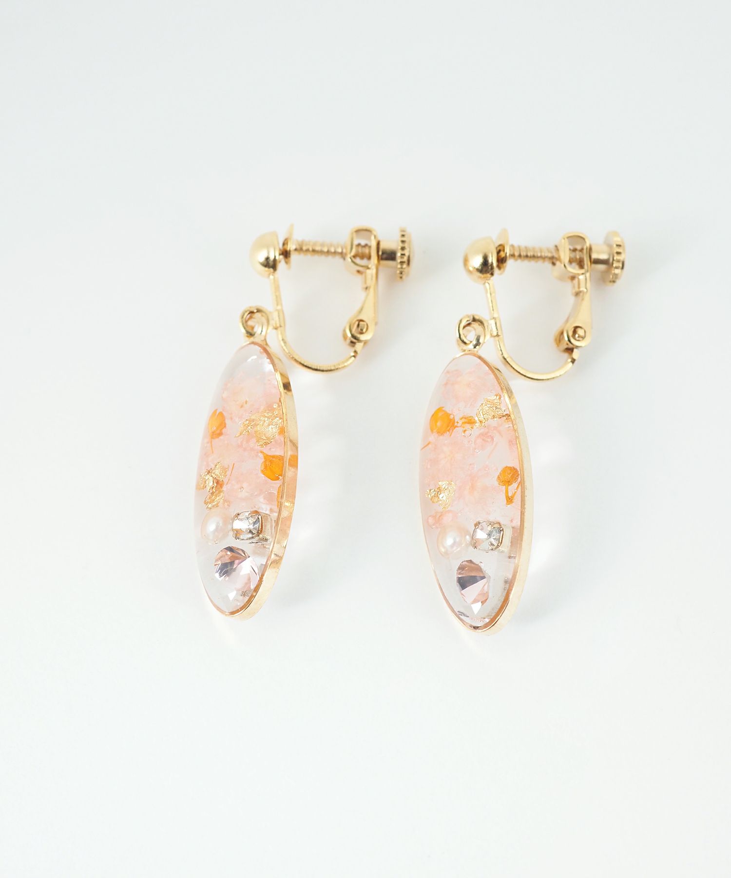 ドライフラワーバースストーンイヤリング