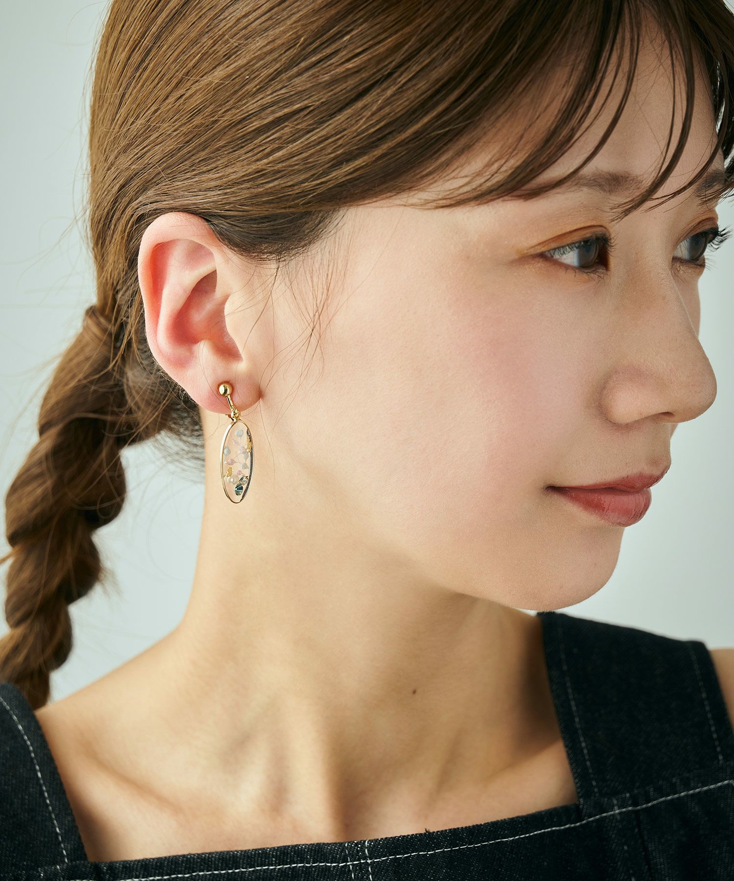 ドライフラワーバースストーンイヤリング