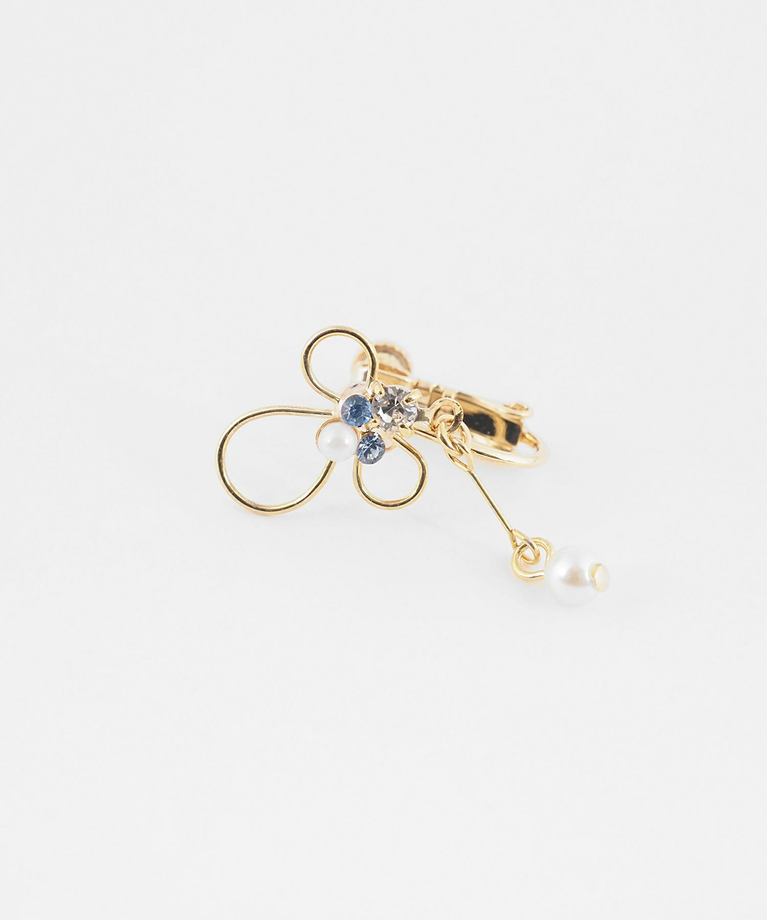 ワイヤーフラワービジューイヤリング