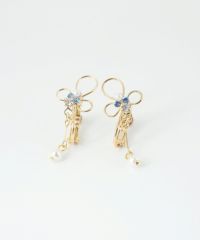 ワイヤーフラワービジューイヤリング