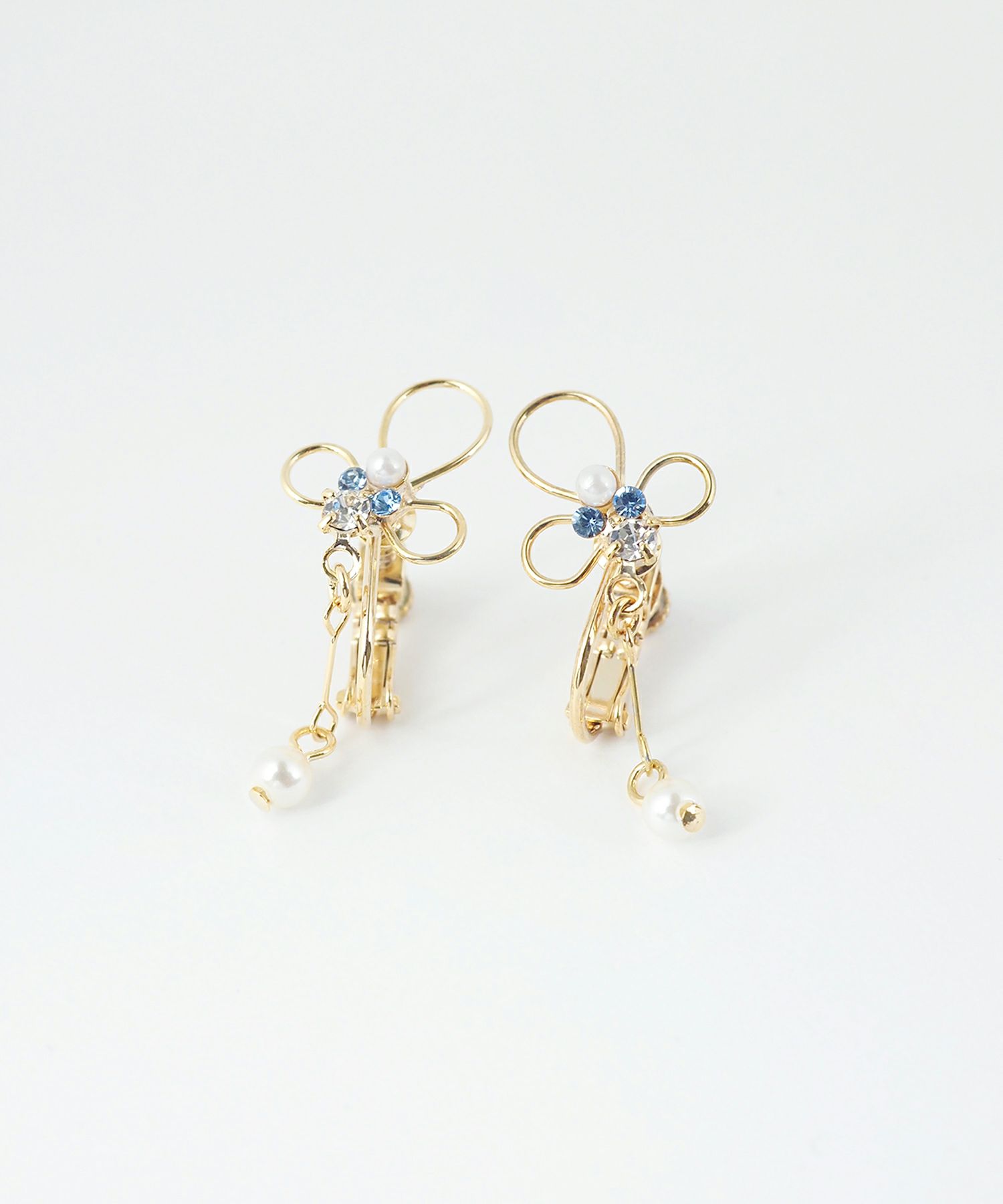 ワイヤーフラワービジューイヤリング