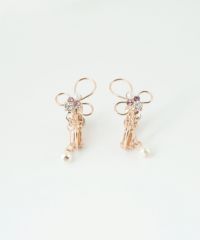 ワイヤーフラワービジューイヤリング