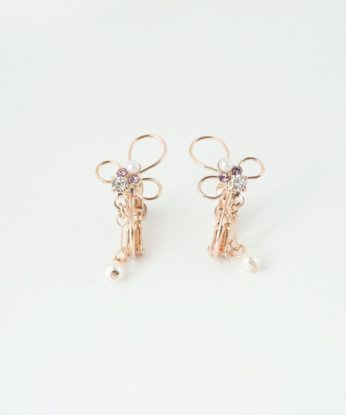 ワイヤーフラワービジューイヤリング