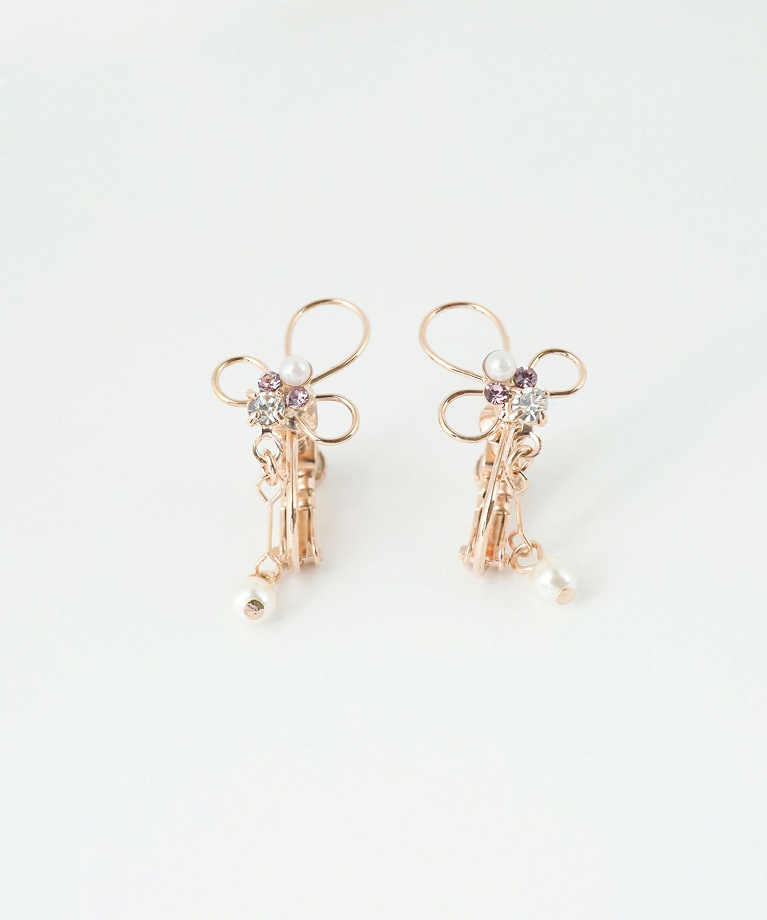 ワイヤーフラワービジューイヤリング