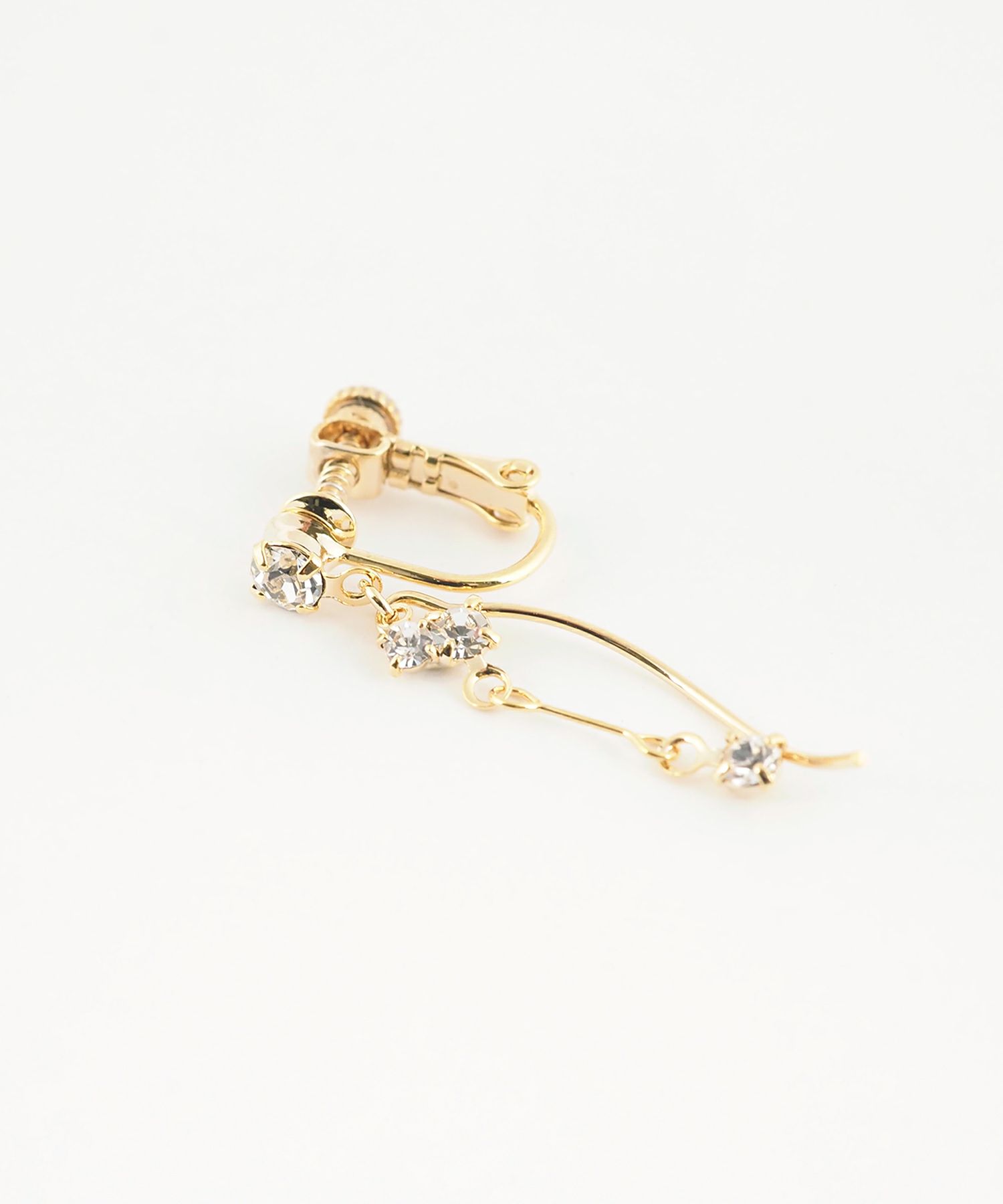 ウェーブラインビジューイヤリング