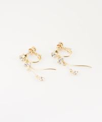 ウェーブラインビジューイヤリング