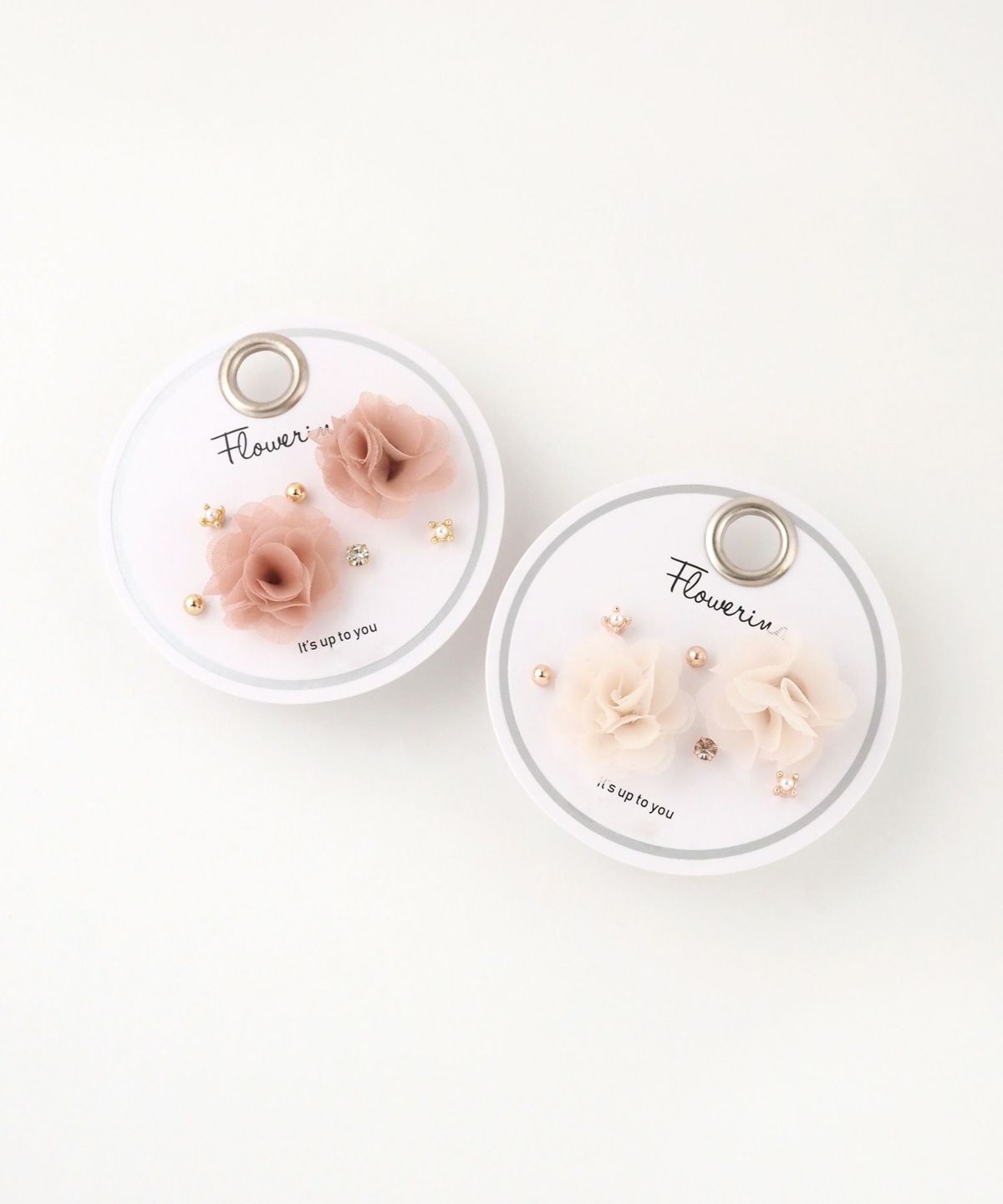 オーガンジーフラワーステンレスポストセットピアス