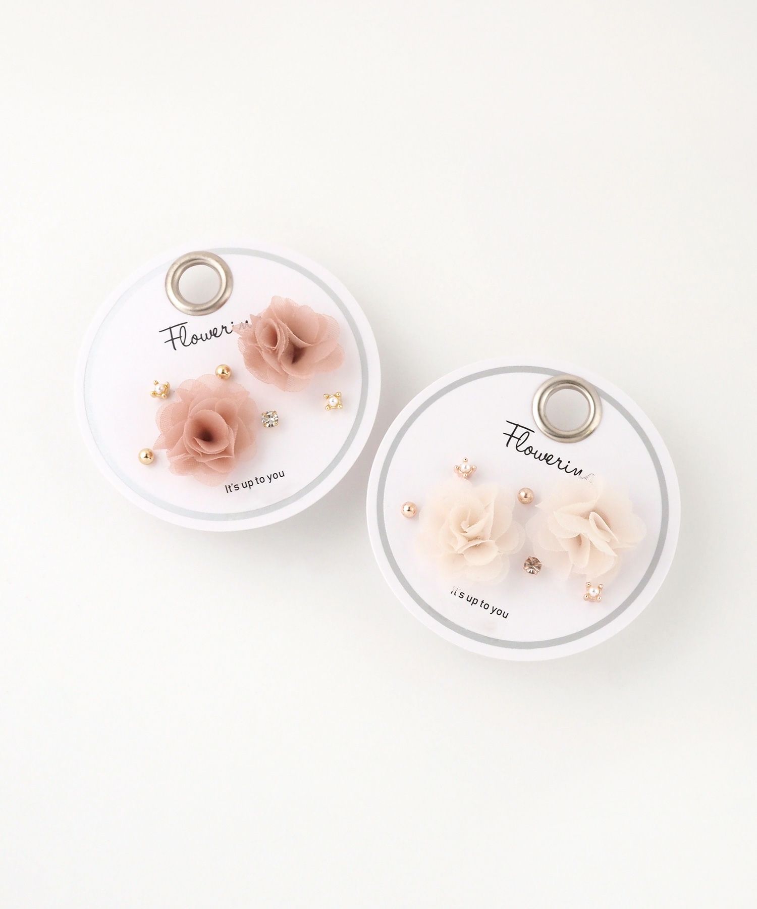 オーガンジーフラワーステンレスポストセットピアス