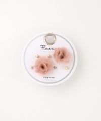 オーガンジーフラワーステンレスポストセットピアス