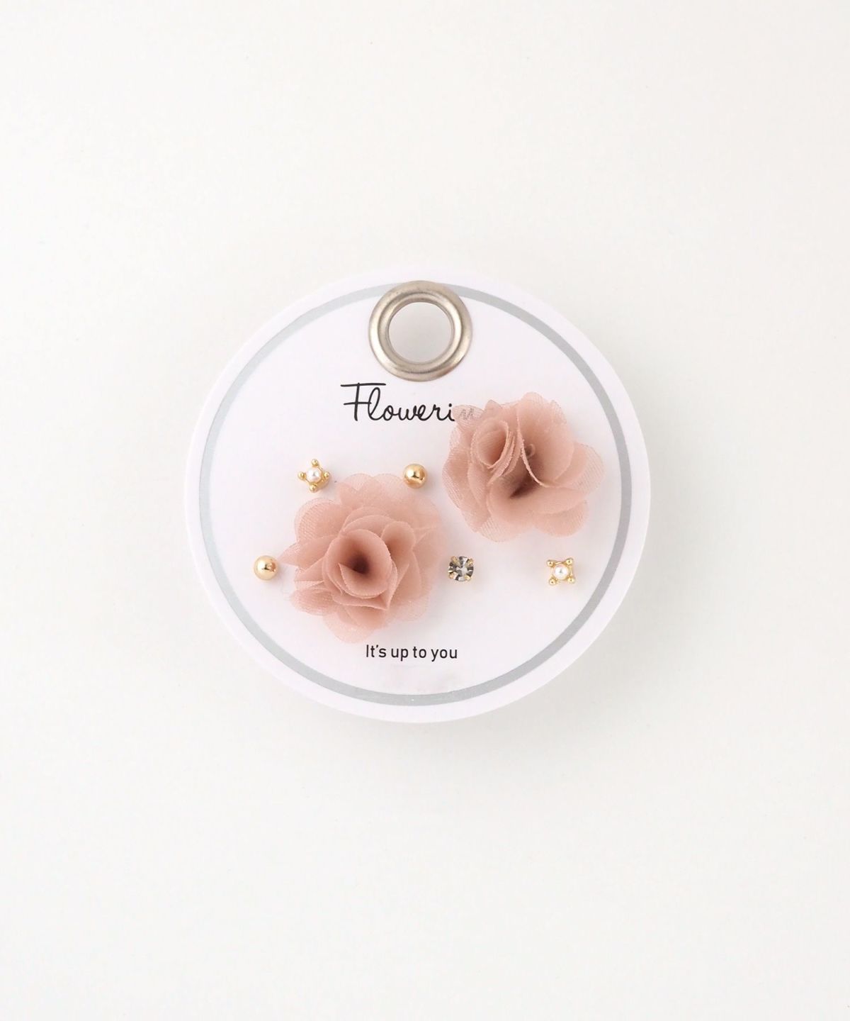 オーガンジーフラワーステンレスポストセットピアス