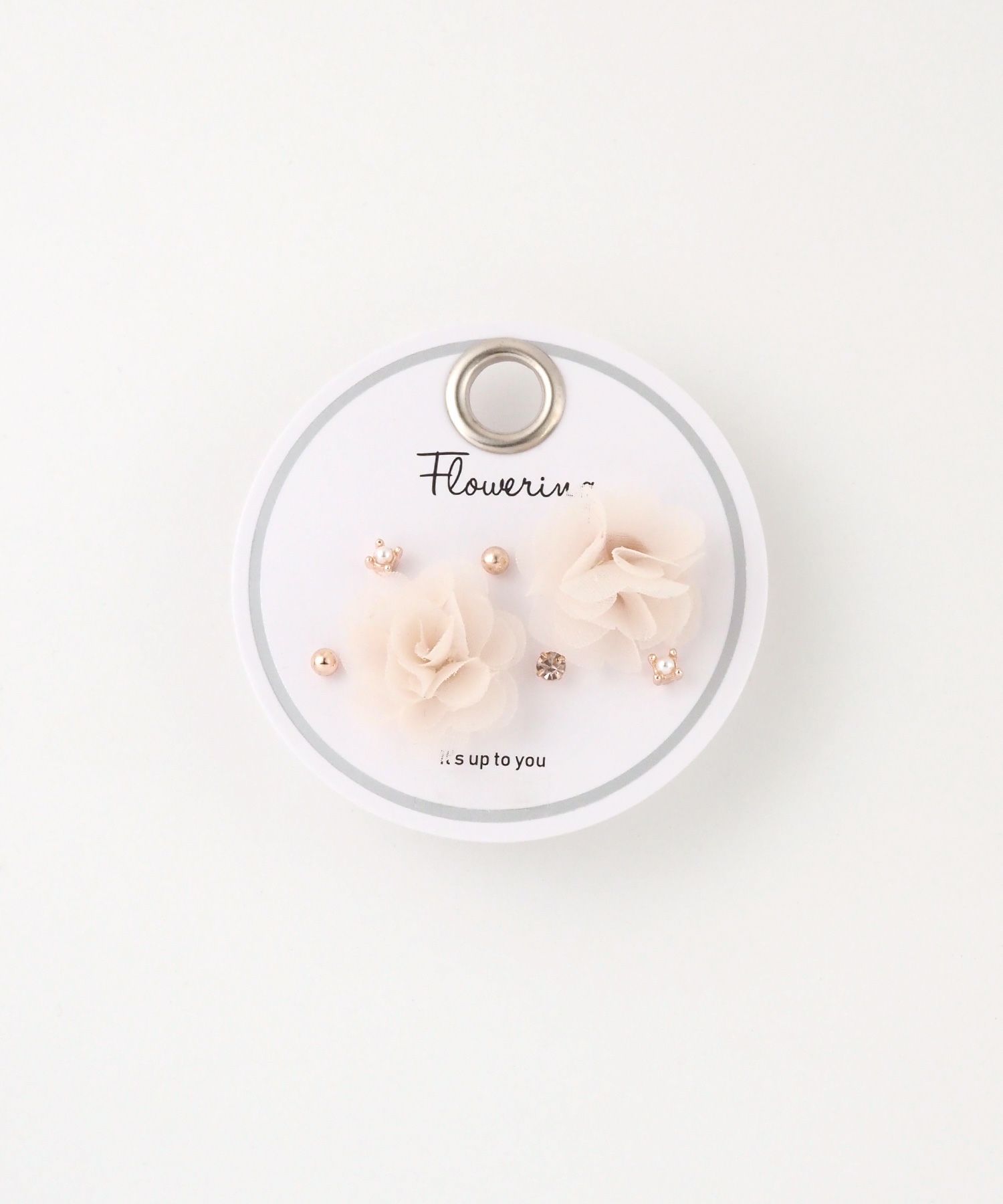 オーガンジーフラワーステンレスポストセットピアス