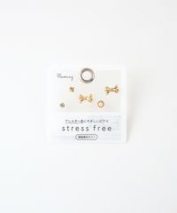 メタルリボンパール樹脂ポストセットピアス
