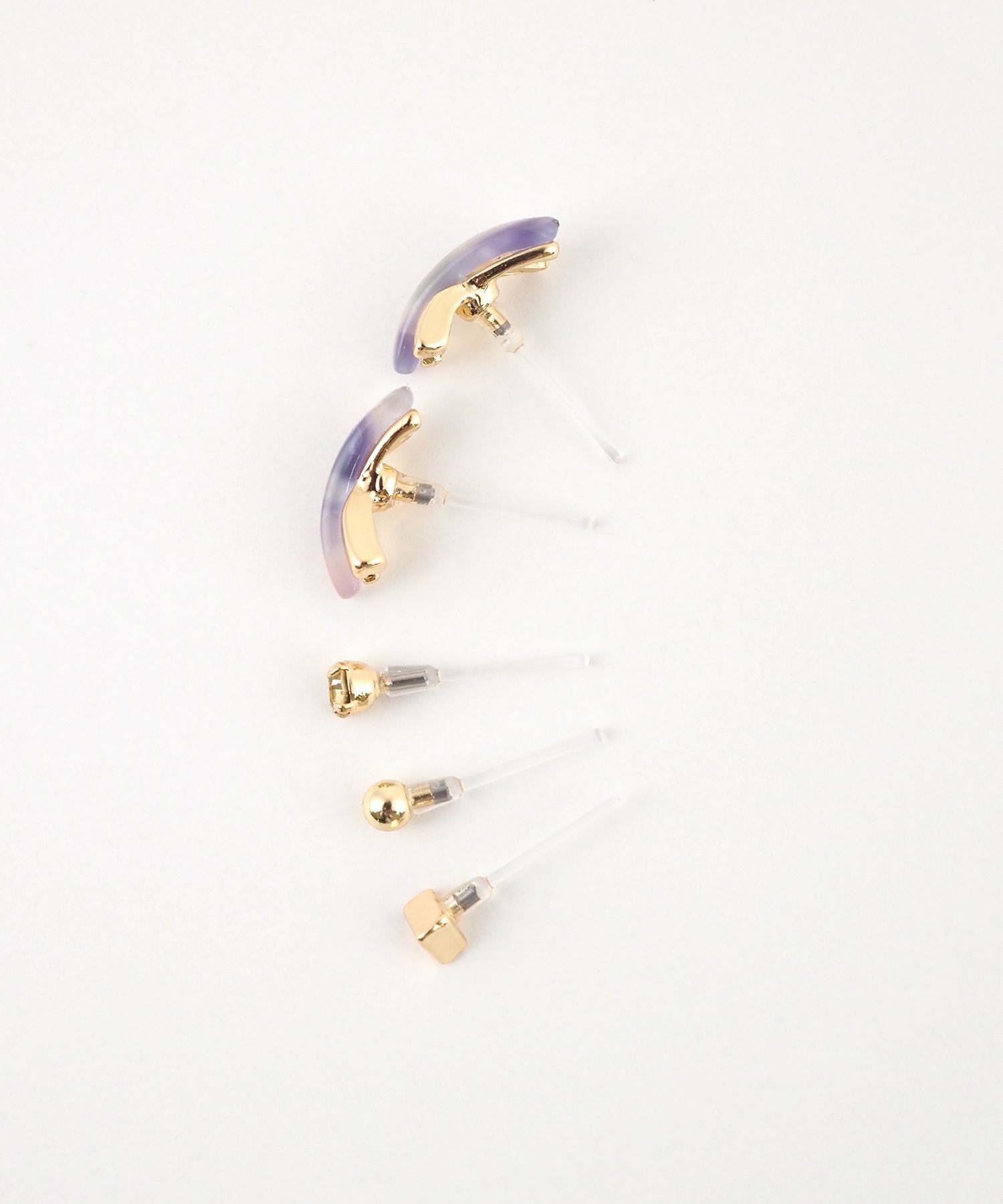 マーブルラインクロス樹脂ポストセットピアス