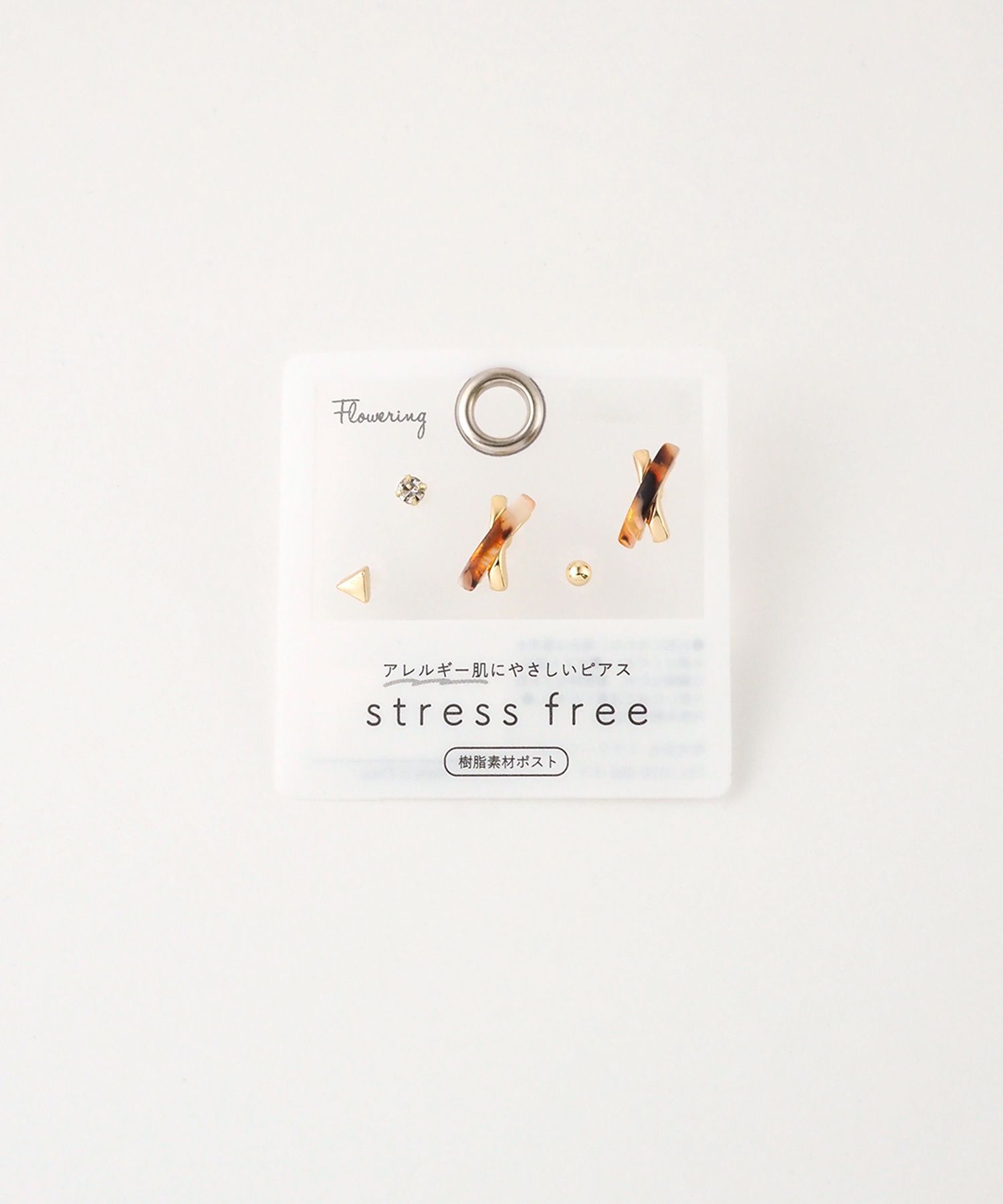 マーブルラインクロス樹脂ポストセットピアス