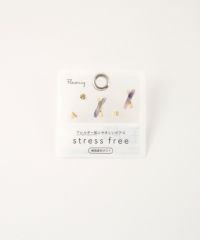 マーブルラインクロス樹脂ポストセットピアス