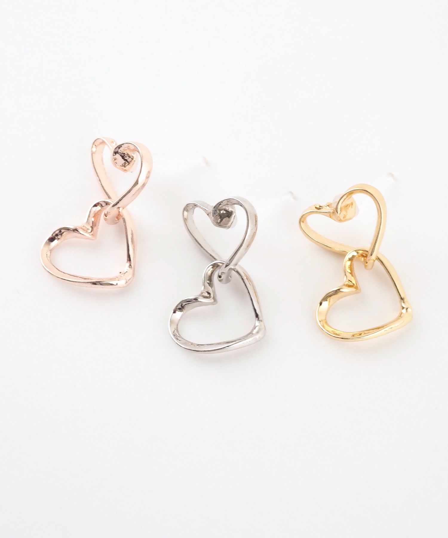 ダブルハート抗菌樹脂ポストピアス