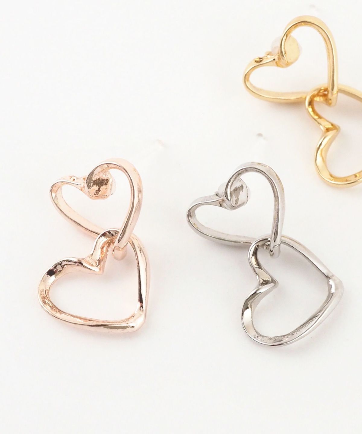 ダブルハート抗菌樹脂ポストピアス