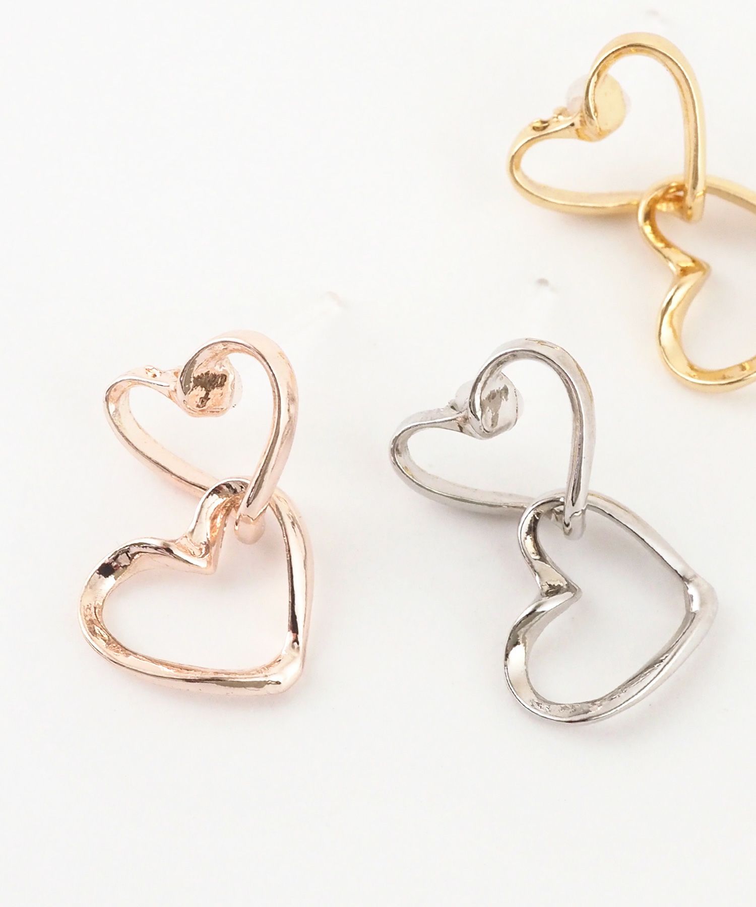 ダブルハート抗菌樹脂ポストピアス